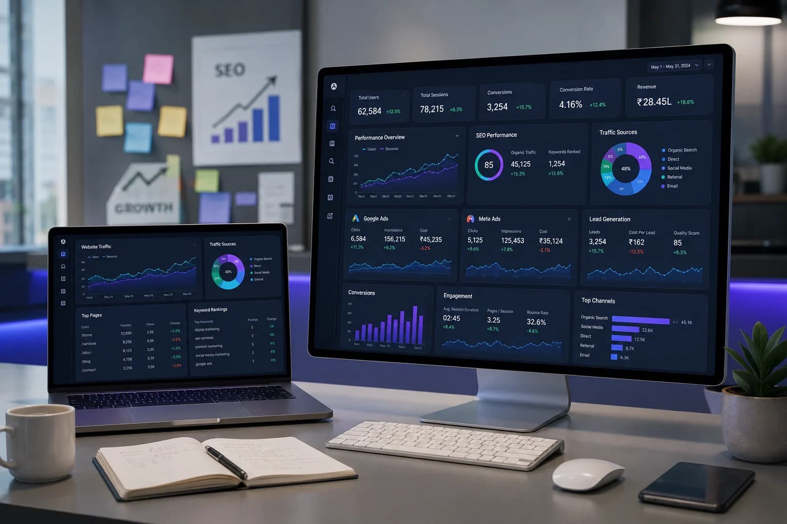 Digital marketing analytics dashboard