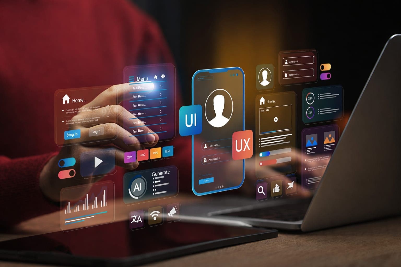 Designer working on UI mockups